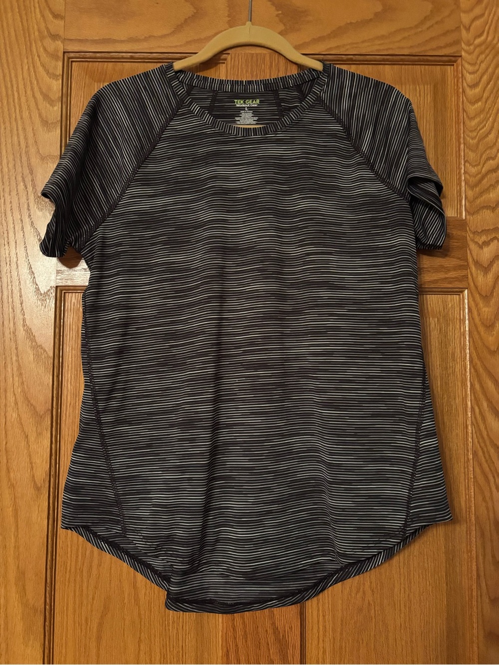 tek gear Black and White Striped Short Sleeve Active Top